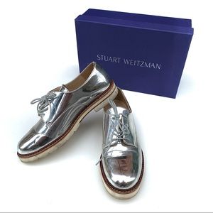 Stuart Weitzman Silver Specchio Metro Oxfords